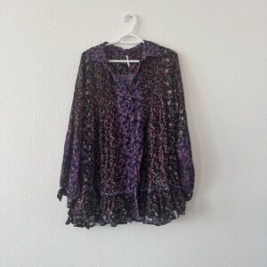 🌸 Free People Floral Peasant Blouse / Tunic – Size S (P)